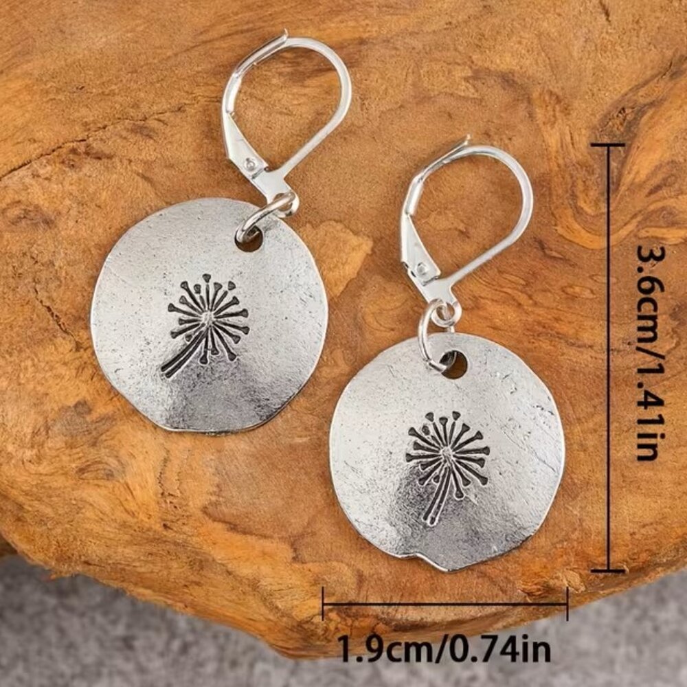 Round Geometric Dandelion Earrings Bohemian Z153